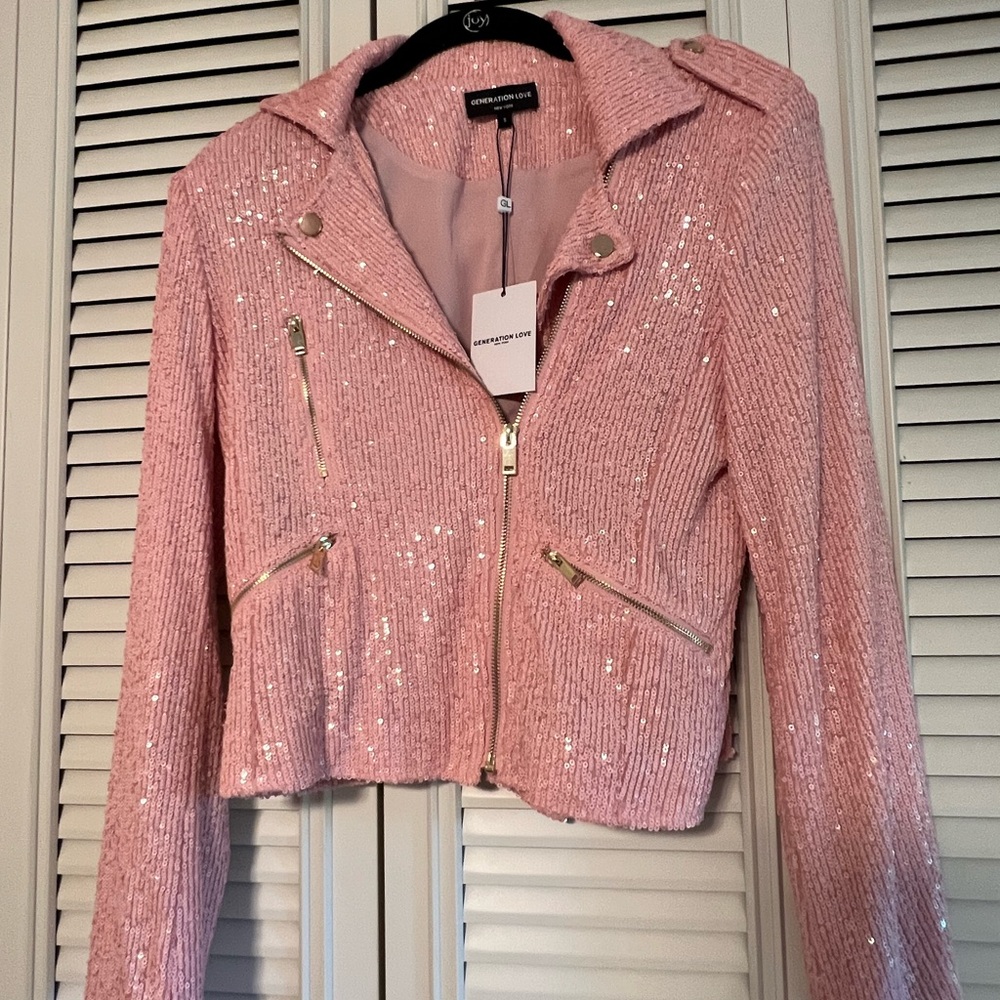 Generation Love Pink Sequin Moto Blazer